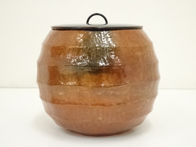 茶道具【吉村 楽入】(造)の『赤楽 種壷 水指』共箱　※美品【吉村 重生】水指 茶道具【吉村 楽入】(造)の『赤楽 種壷 水指』共箱 ※美